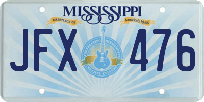 MS license plate JFX476