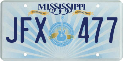 MS license plate JFX477