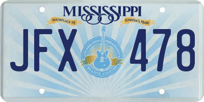 MS license plate JFX478
