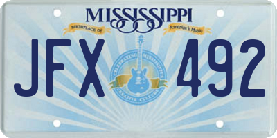 MS license plate JFX492