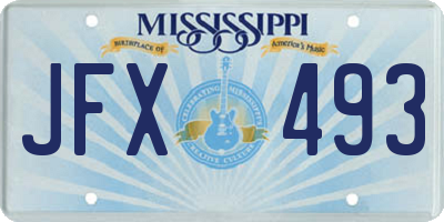 MS license plate JFX493