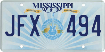 MS license plate JFX494