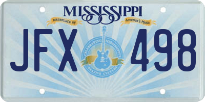 MS license plate JFX498