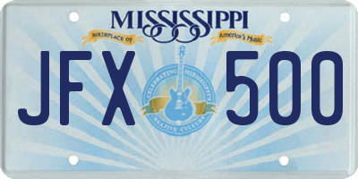 MS license plate JFX500