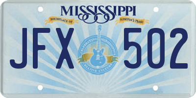 MS license plate JFX502
