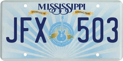 MS license plate JFX503