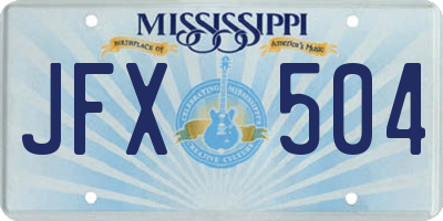 MS license plate JFX504