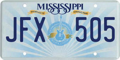 MS license plate JFX505