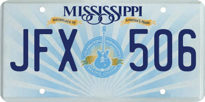 MS license plate JFX506