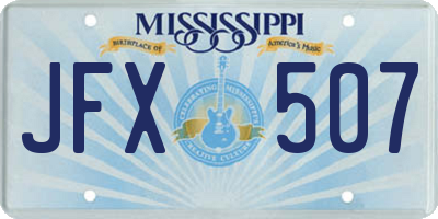 MS license plate JFX507