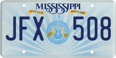 MS license plate JFX508