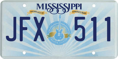MS license plate JFX511