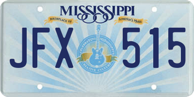 MS license plate JFX515