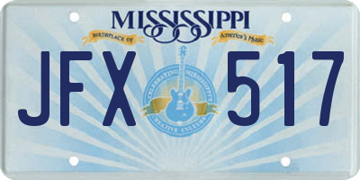 MS license plate JFX517