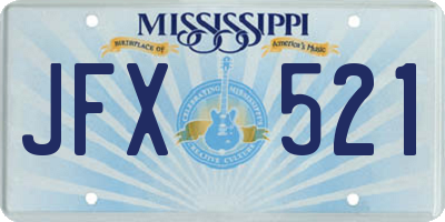 MS license plate JFX521