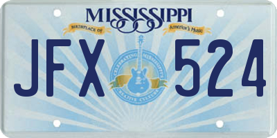MS license plate JFX524