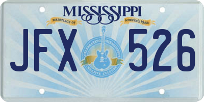 MS license plate JFX526