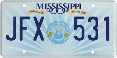 MS license plate JFX531