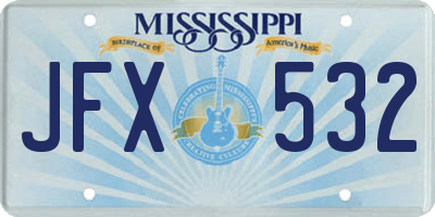 MS license plate JFX532