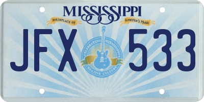 MS license plate JFX533