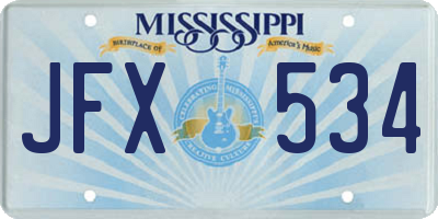 MS license plate JFX534
