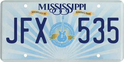 MS license plate JFX535