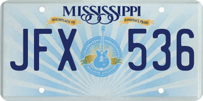 MS license plate JFX536