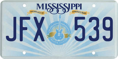 MS license plate JFX539