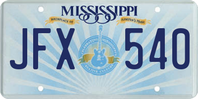 MS license plate JFX540