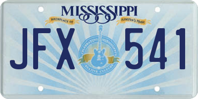 MS license plate JFX541