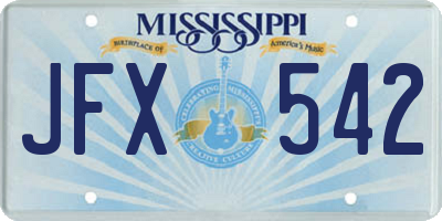 MS license plate JFX542