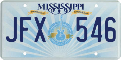 MS license plate JFX546