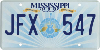 MS license plate JFX547