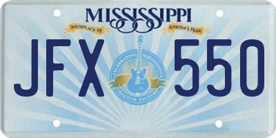 MS license plate JFX550