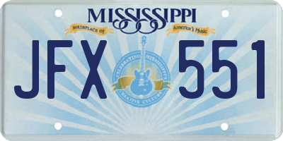 MS license plate JFX551