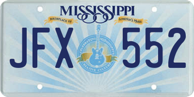 MS license plate JFX552