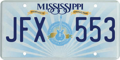 MS license plate JFX553