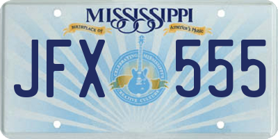 MS license plate JFX555