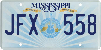 MS license plate JFX558
