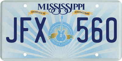 MS license plate JFX560