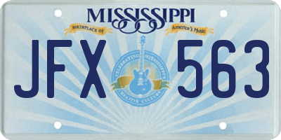 MS license plate JFX563