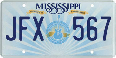MS license plate JFX567