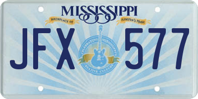 MS license plate JFX577