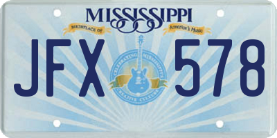 MS license plate JFX578