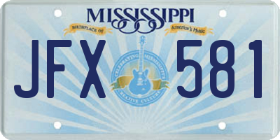 MS license plate JFX581