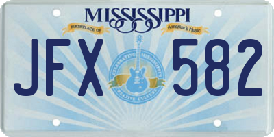 MS license plate JFX582
