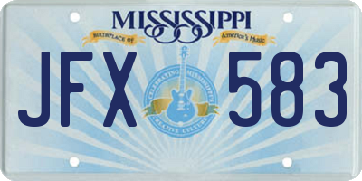 MS license plate JFX583