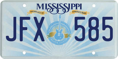 MS license plate JFX585