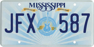 MS license plate JFX587