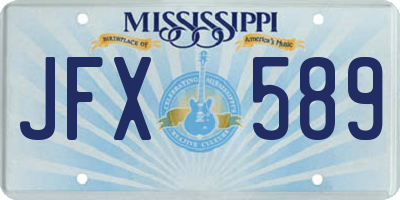 MS license plate JFX589